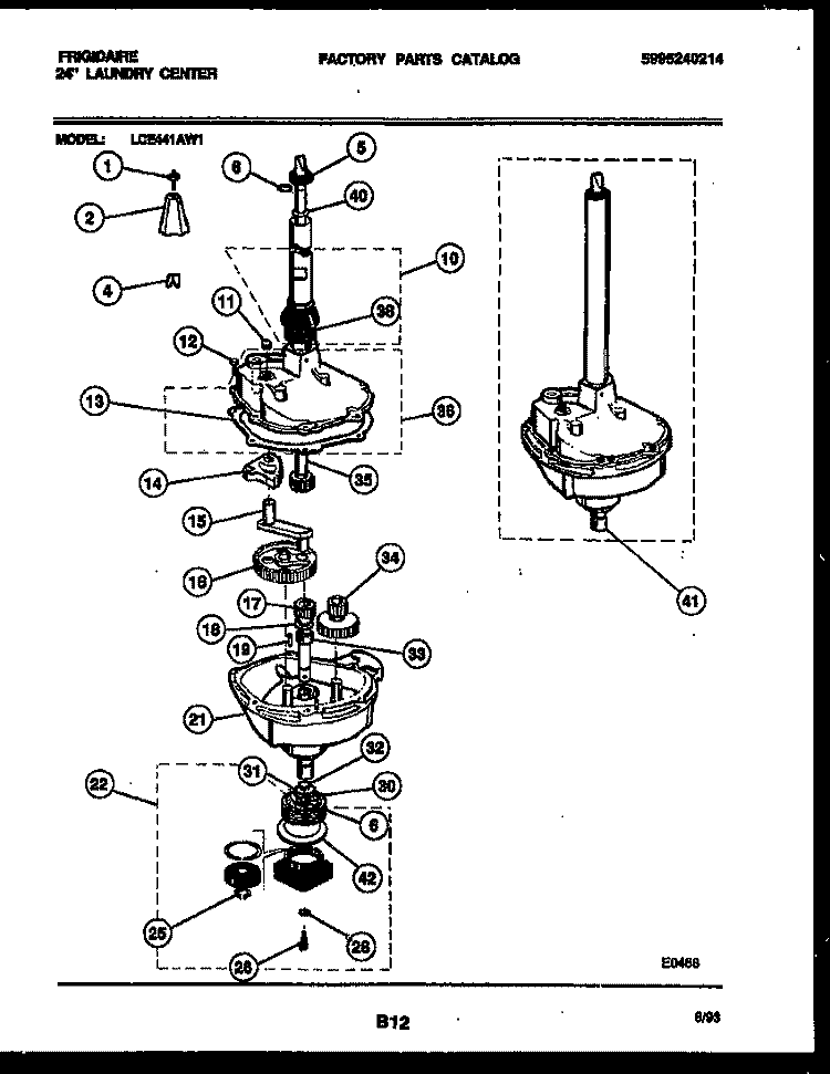 TRANSMISSION PARTS Diagram and Parts List for LCE441AL1  Frigidaire Washer