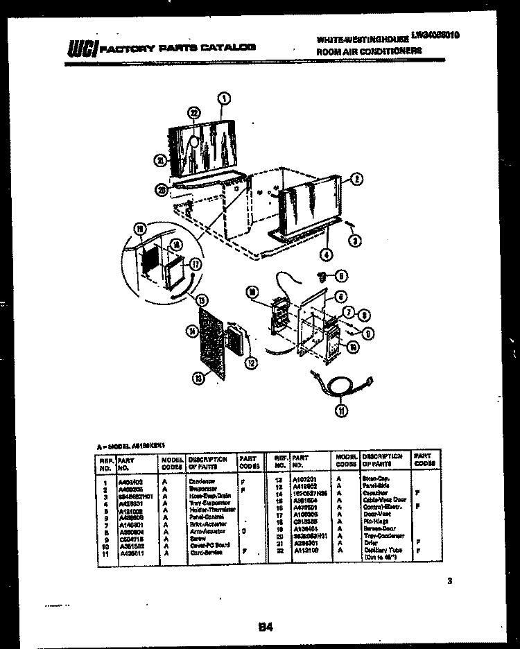 ELECTRICAL PARTS Diagram and Parts List for AS147M1A7  Frigidaire Air Conditioner