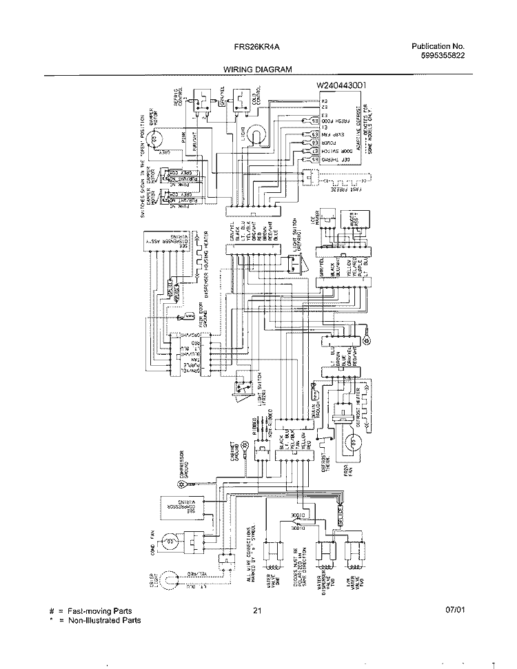 WIRING DIAGRAM Diagram and Parts List for FRS26KR4AB1  Frigidaire Refrigerator