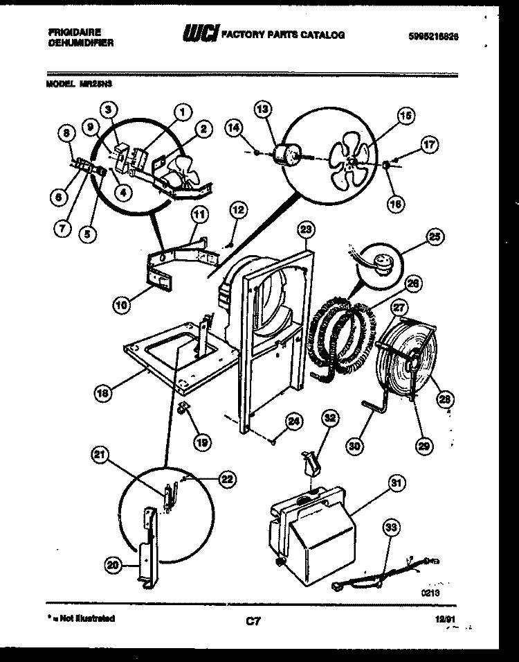 AIR, WATER AND CONDENSING PARTS Diagram and Parts List for MR25N3  Frigidaire Dehumidifier