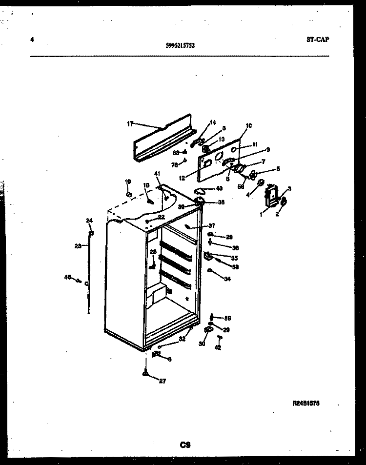 CABINET PARTS Diagram and Parts List for RT17F5DX4B  Gibson Refrigerator