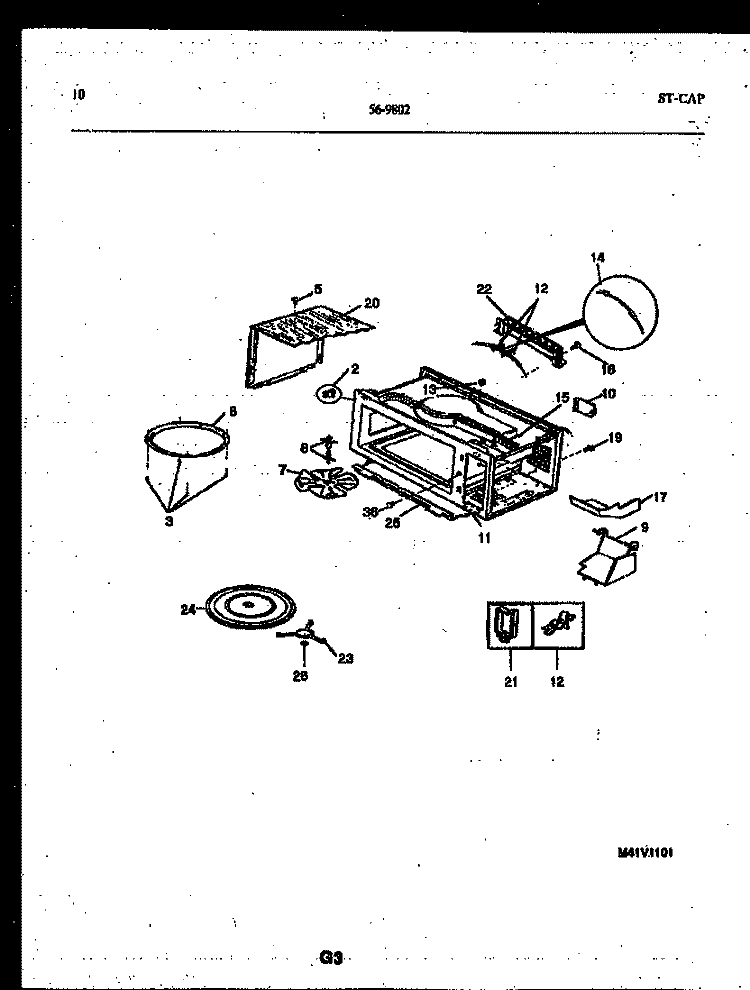 WRAPPER AND BODY PARTS Diagram and Parts List for 56-9802-10-01  Tappan Microwave