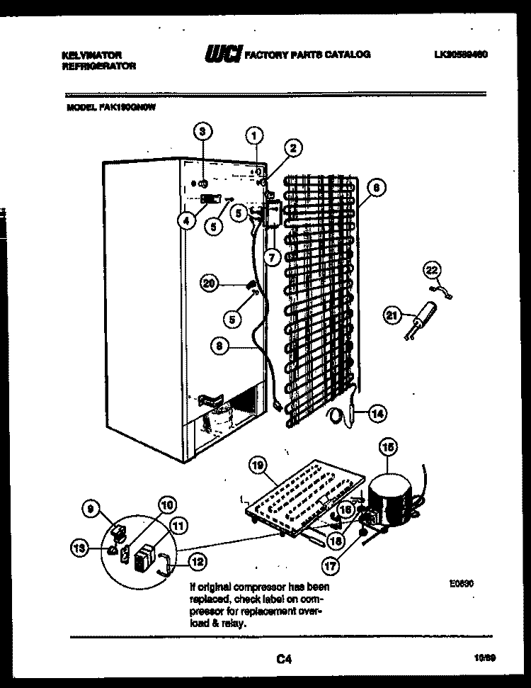 SYSTEM AND AUTOMATIC DEFROST PARTS Diagram and Parts List for FAK190GN0T  Kelvinator Refrigerator