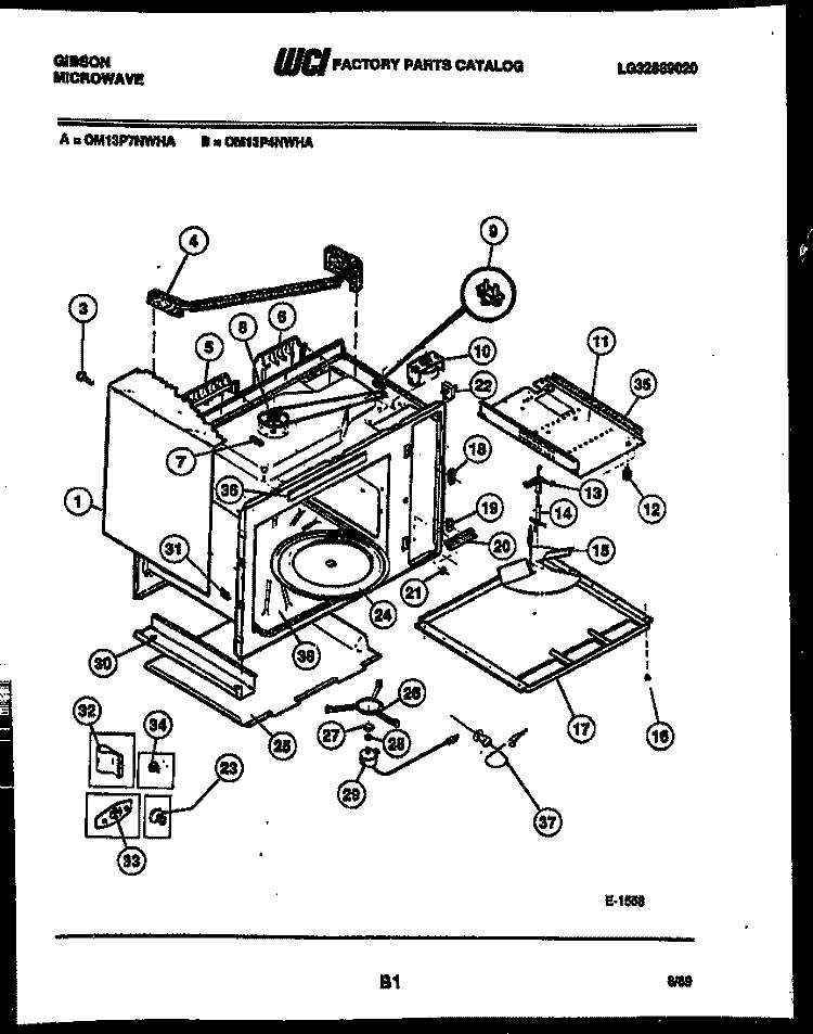 BODY PARTS Diagram and Parts List for OM13P7NWHA  Gibson Microwave