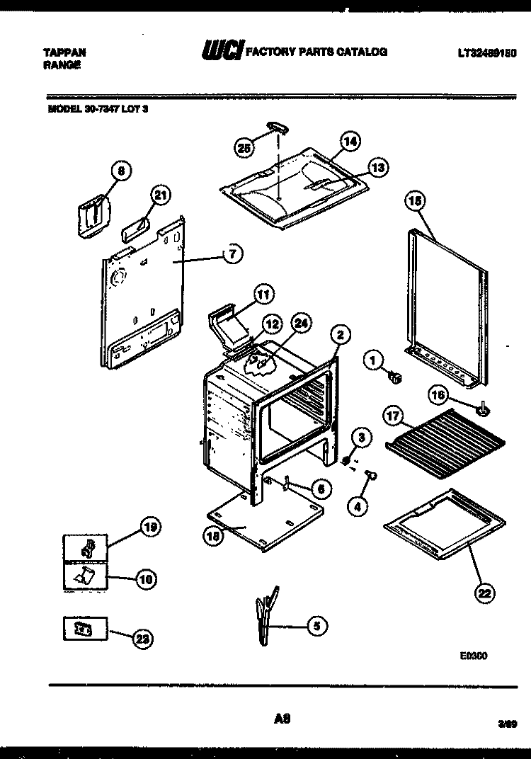 BODY PARTS Diagram and Parts List for 30-7347-23-03  Tappan Range