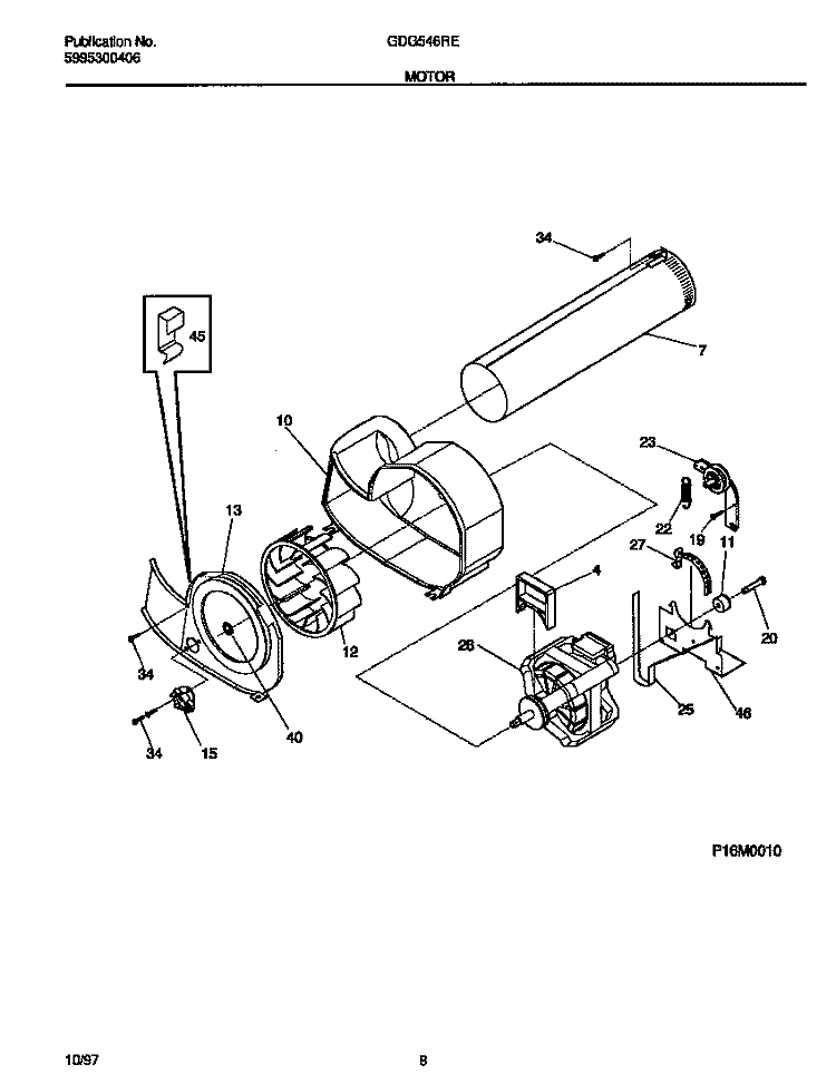 MOTOR Diagram and Parts List for GDG546RES1  Gibson Dryer