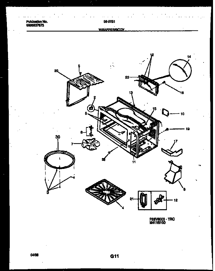 WRAPPER AND BODY PARTS Diagram and Parts List for 56-2251-10-03  Tappan Microwave
