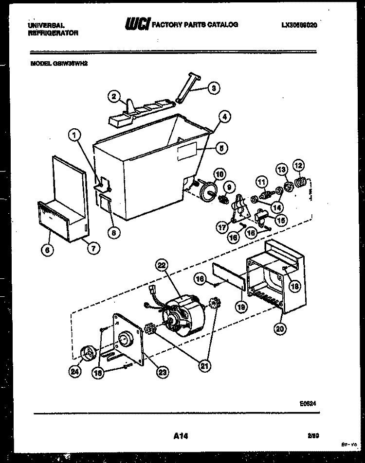 ICE DISPENSER Diagram and Parts List for GSIW36HH2  Frigidaire Refrigerator