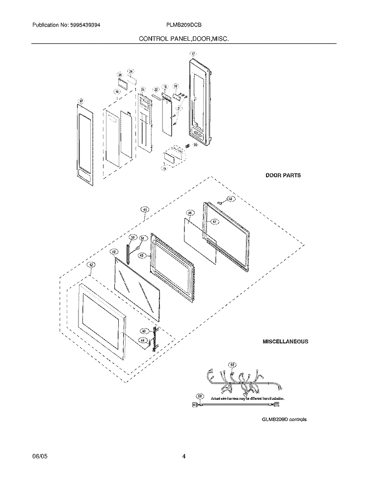 CONTROL PANEL / DOOR Diagram and Parts List for PLMB209DCB  Frigidaire Microwave