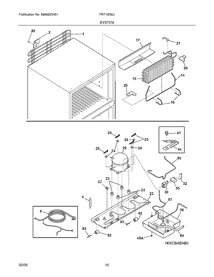 SYSTEM Diagram and Parts List for FRT18G6JB3  Frigidaire Refrigerator