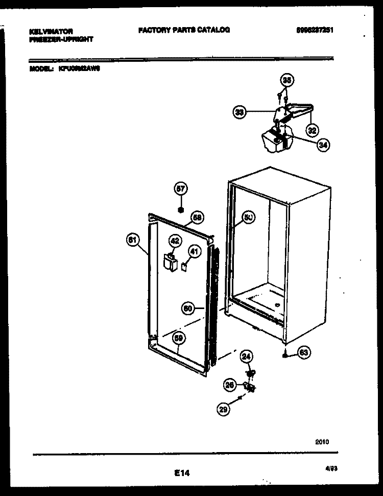 CABINET PARTS Diagram and Parts List for KFU09M2AW0  Kelvinator Freezer