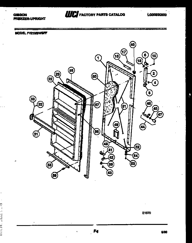 DOOR PARTS Diagram and Parts List for FV21M8WSFF  Gibson Freezer