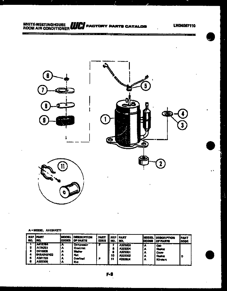 AIR HANDLING PARTS Diagram and Parts List for AC08EK7A1  Frigidaire Air Conditioner