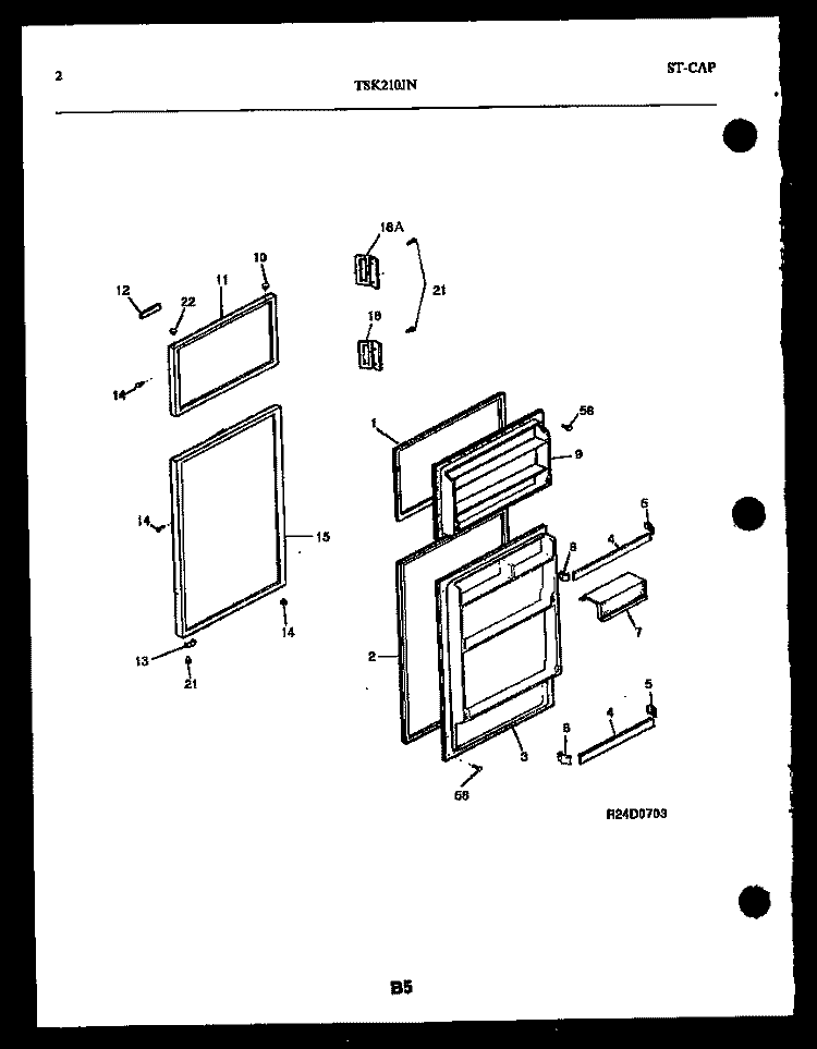 DOOR PARTS Diagram and Parts List for TSK210JN0W  Kelvinator Refrigerator