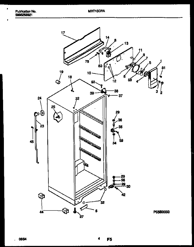 CABINET PARTS Diagram and Parts List for MRT15CRAY1  Uni Refrigerator