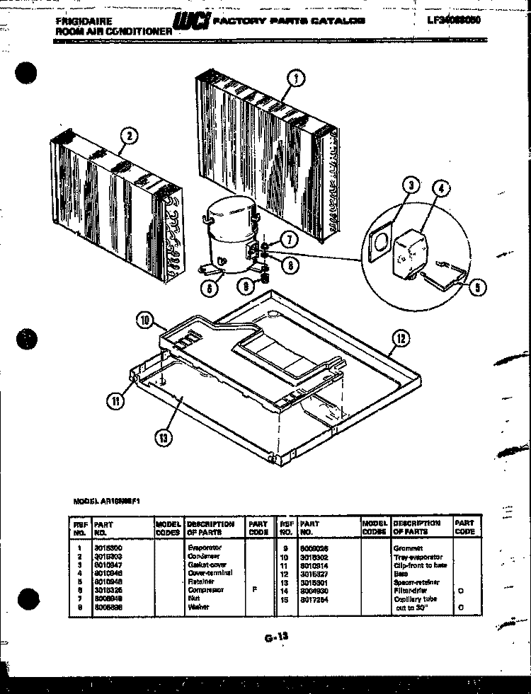 SYSTEM PARTS Diagram and Parts List for AR18NS5F1  Frigidaire Air Conditioner