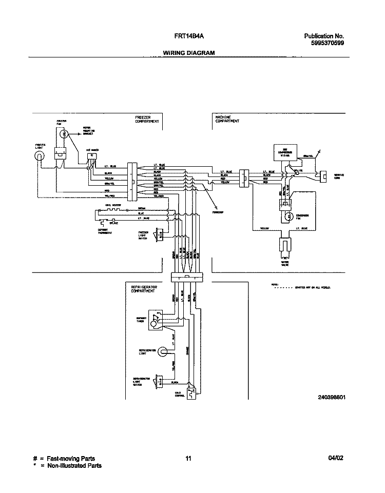 WIRING DIAGRAM Diagram and Parts List for FRT14B4AZ1  Frigidaire Refrigerator