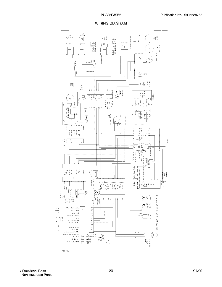 WIRING DIAGRAM Diagram and Parts List for PHS38EJSB2  Frigidaire Refrigerator