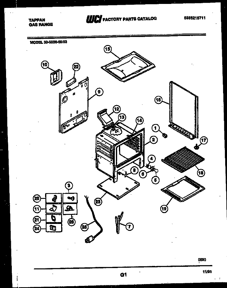 BODY PARTS Diagram and Parts List for 30-3350-00-03  Tappan Range