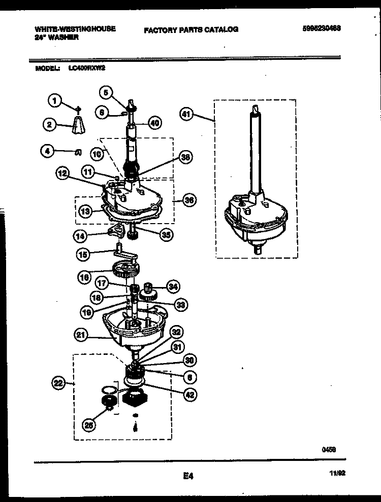 TRANSMISSION PARTS Diagram and Parts List for LC400RXD2  Frigidaire Washer