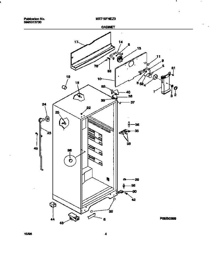 CABINET Diagram and Parts List for MRT18FNEZ3  Frigidaire Refrigerator