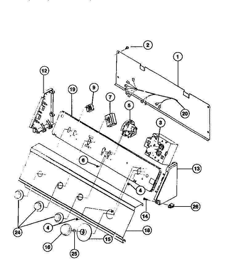 CONSOLE AND CONTROLS Diagram and Parts List for TWX645RBW1  Tappan Washer