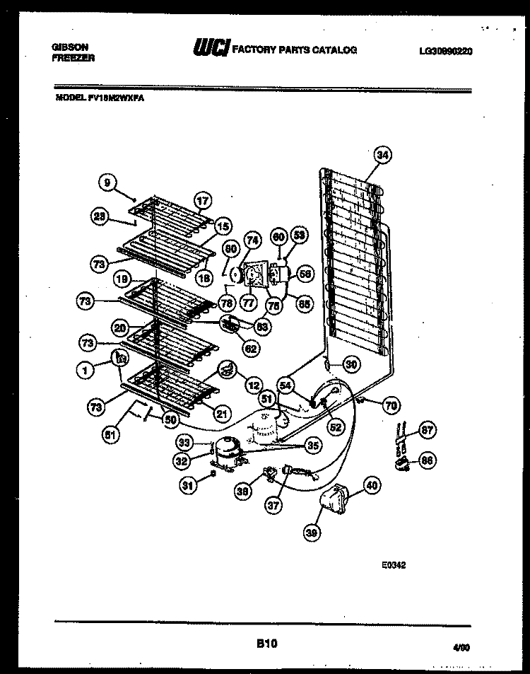 SYSTEM AND ELECTRICAL PARTS Diagram and Parts List for FV16M2WXFA  Gibson Freezer