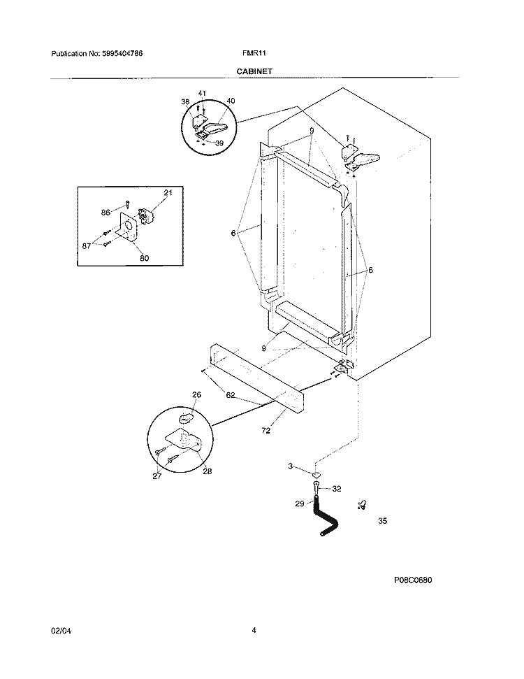 CABINET Diagram and Parts List for FMR11  Electrolux Freezer