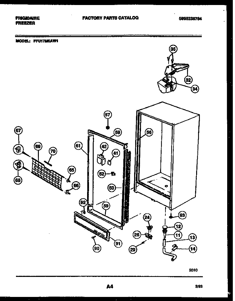 CABINET PARTS Diagram and Parts List for FFU17M6AW1  Frigidaire Freezer