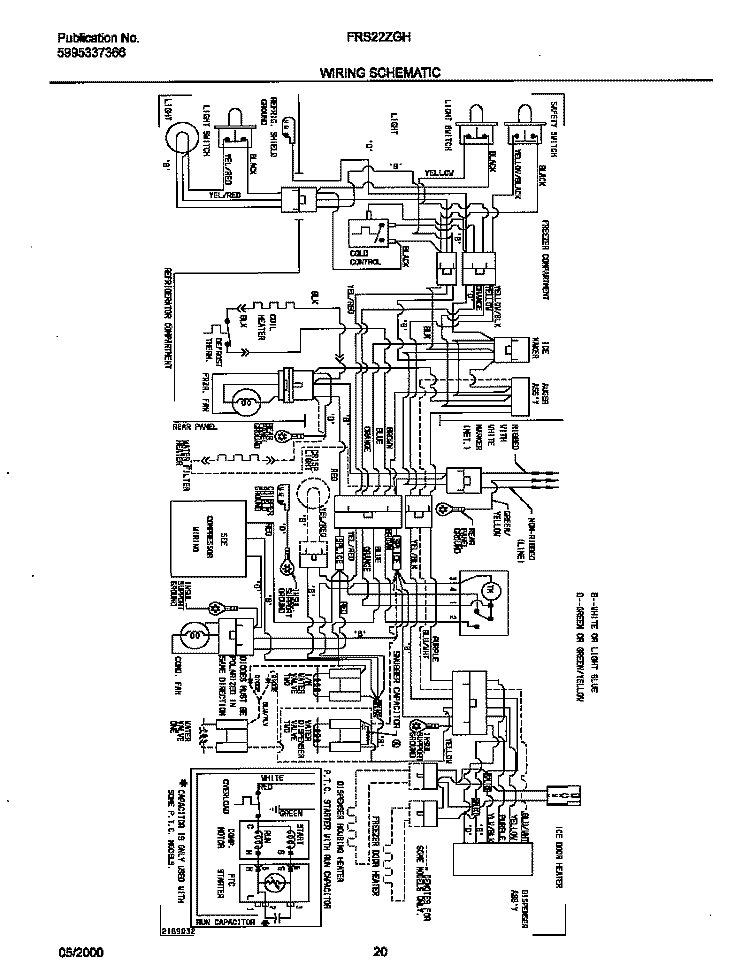 WIRING DIAGRAM Diagram and Parts List for FRS22ZGHD4  Frigidaire Refrigerator