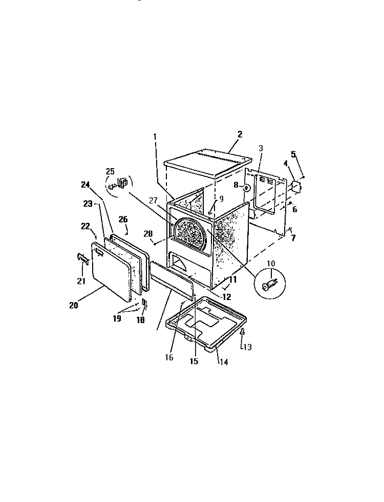 CABINET Diagram and Parts List for DEA500A2D  Kelvinator Dryer