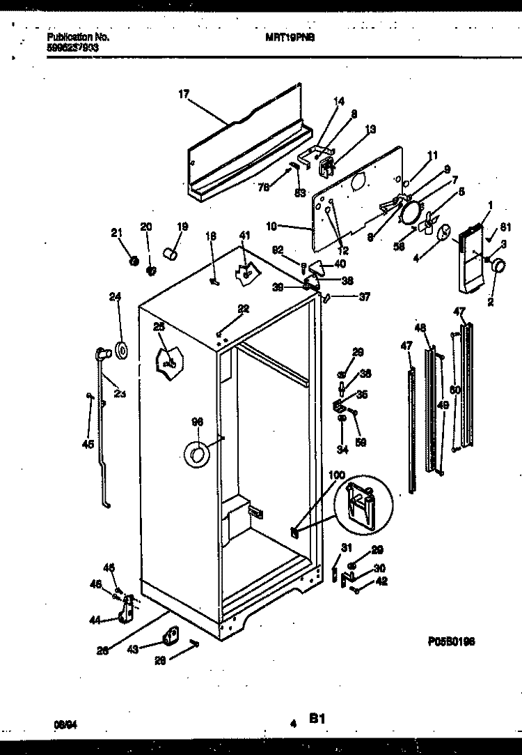 CABINET PARTS Diagram and Parts List for MRT19PNBD1  Frigidaire Refrigerator