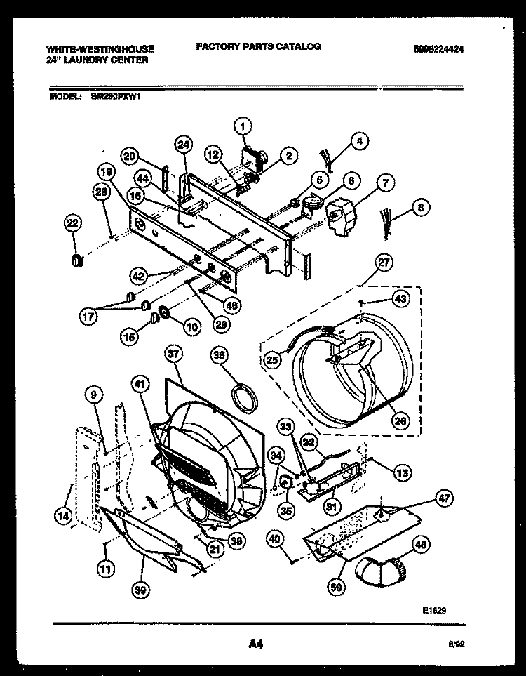 CONSOLE, CONTROL AND DRUM Diagram and Parts List for SM230PXD1  Frigidaire Washer