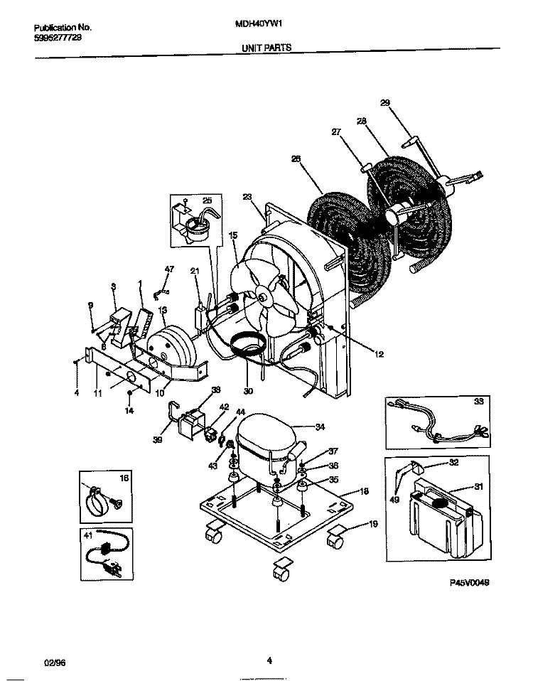 UNIT PARTS Diagram and Parts List for MDH40YW1  Frigidaire Dehumidifier