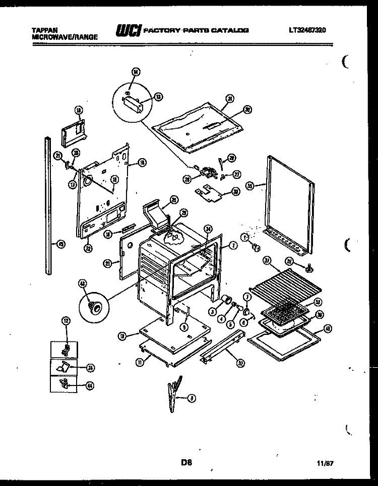 LOWER BODY PARTS Diagram and Parts List for 76-4967-00-03  Tappan Microwave Oven Combo