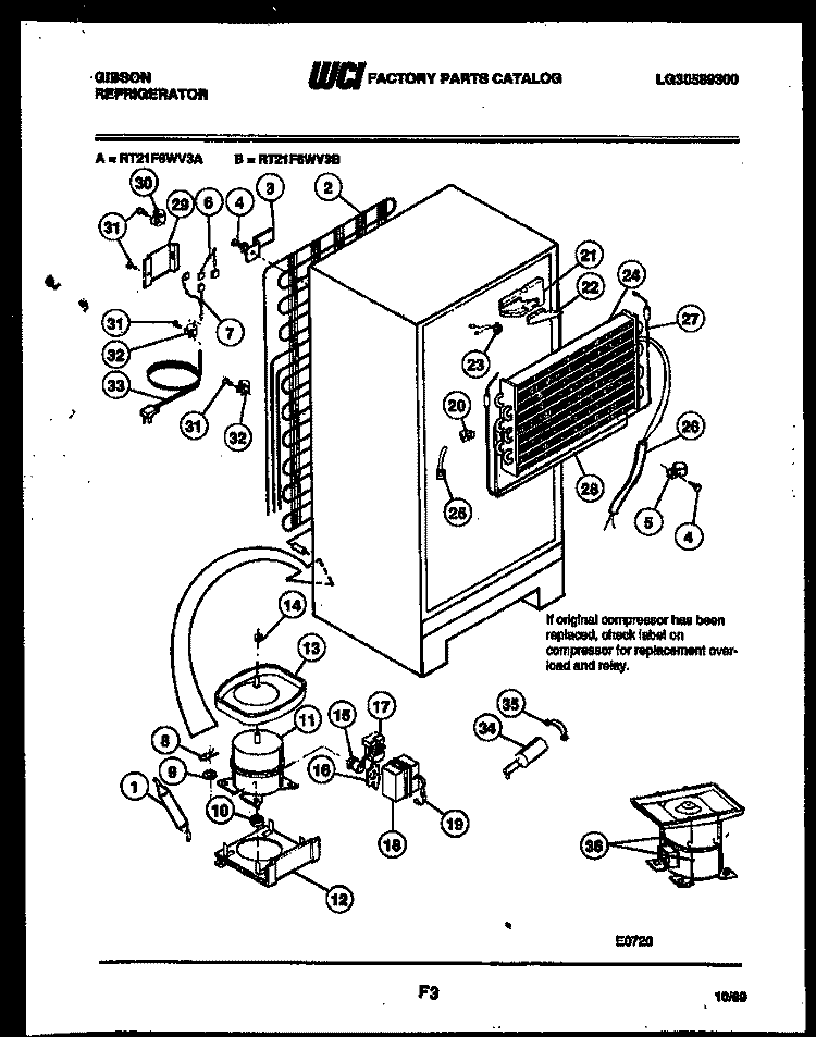 SYSTEM AND AUTOMATIC DEFROST PARTS Diagram and Parts List for RT21F6WV3B  Gibson Refrigerator