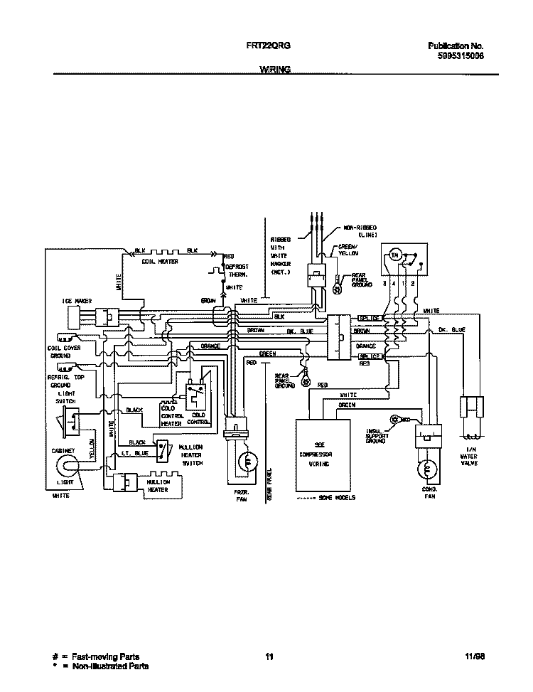 WIRING DIAGRAM Diagram and Parts List for FRT22QRGD2  Frigidaire Refrigerator