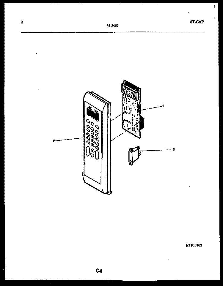 CONTROL PANEL Diagram and Parts List for 56-3462-10-01  Tappan Microwave