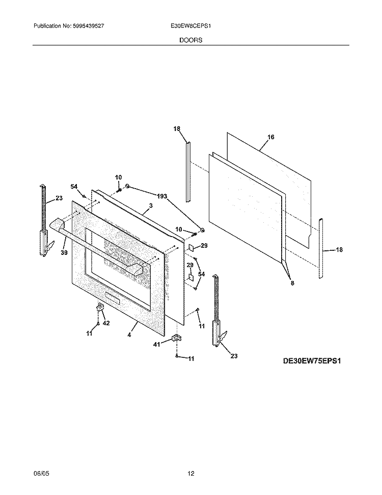 DOORS Diagram and Parts List for E30EW8CEPS1  Electrolux Wall Oven