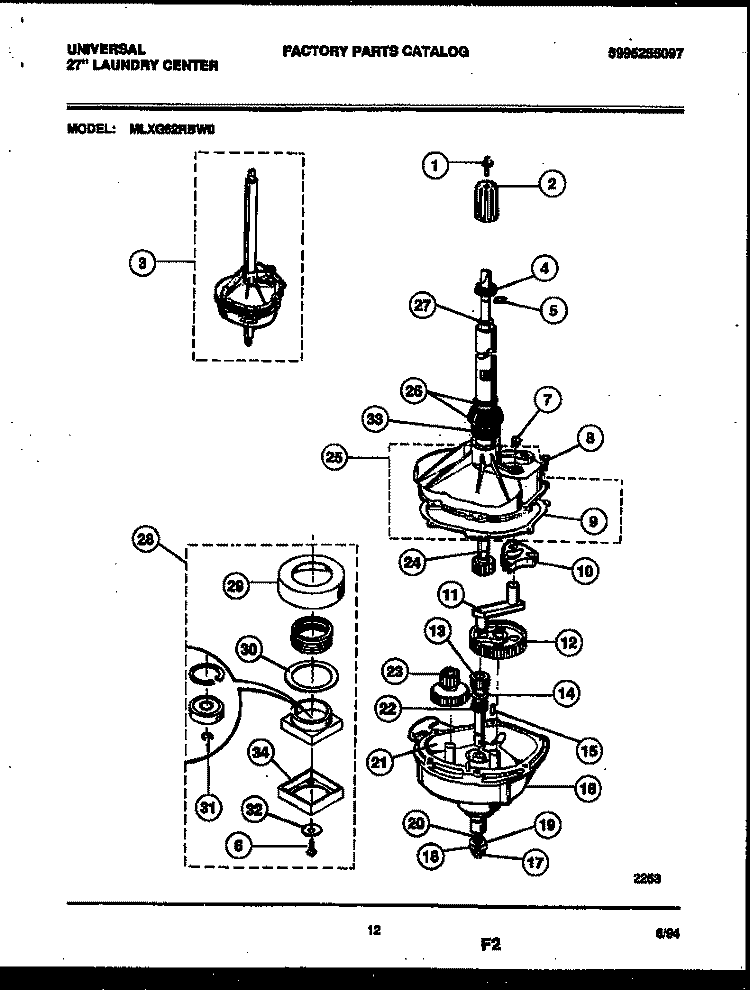 TRANSMISSION PARTS Diagram and Parts List for MLXG62RBW0  Tappan Washer Dryer Combo