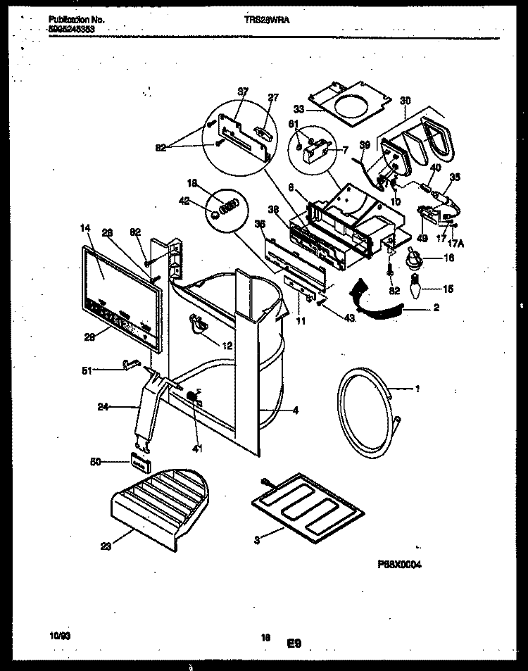 ICE DOOR, DISPENSER AND WATER TANK Diagram and Parts List for TRS26WRAB0  Tappan Refrigerator