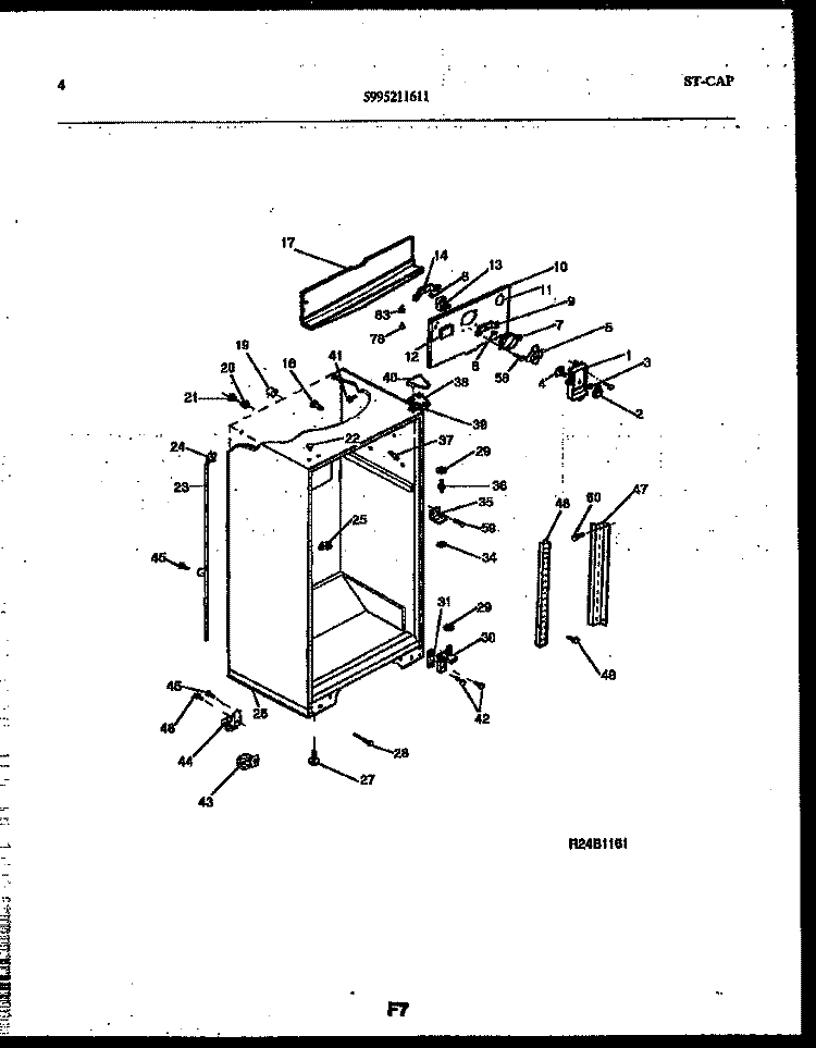 CABINET PARTS Diagram and Parts List for RT216PLD0  Frigidaire Refrigerator
