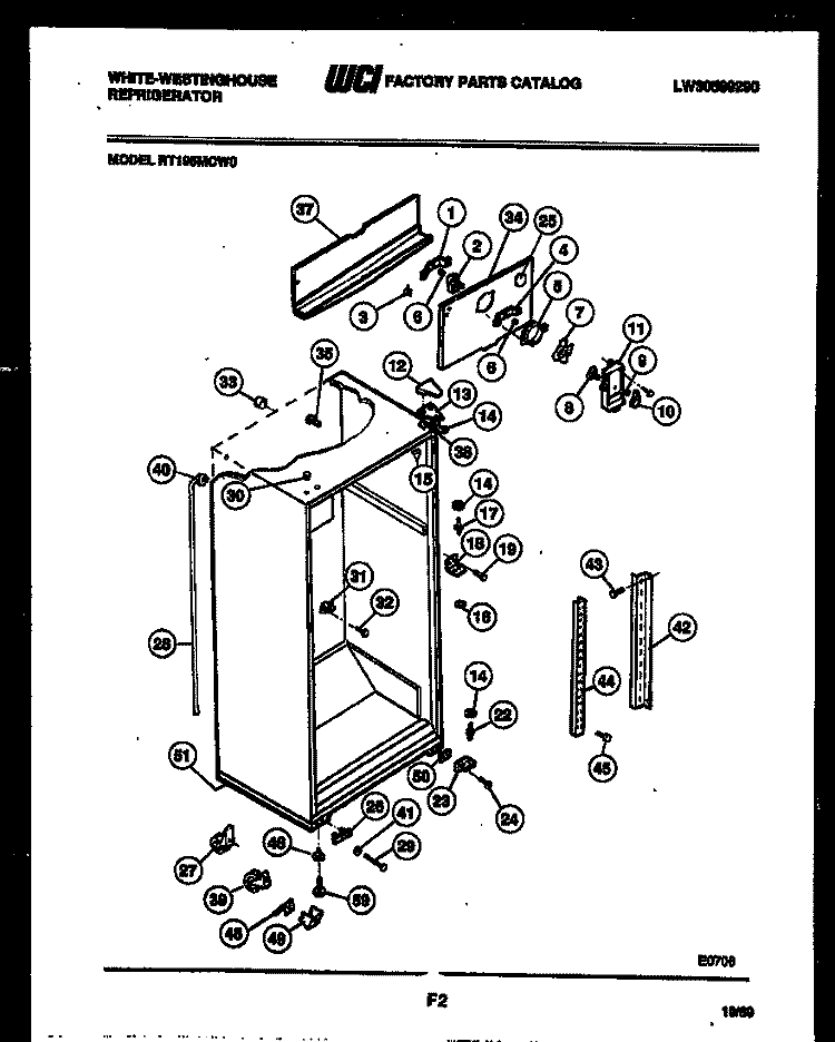 CABINET PARTS Diagram and Parts List for RT195MCW0  Frigidaire Refrigerator