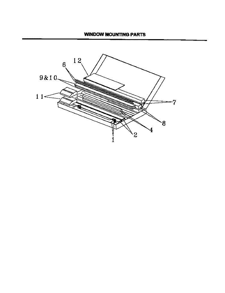 MOUNTING PARTS Diagram and Parts List for FAH08EJ1T1  Frigidaire Air Conditioner