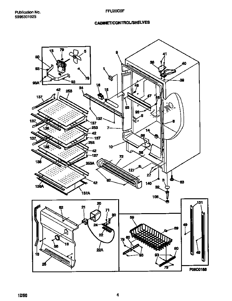 CABINET Diagram and Parts List for FFU20G9FW1  Frigidaire Freezer