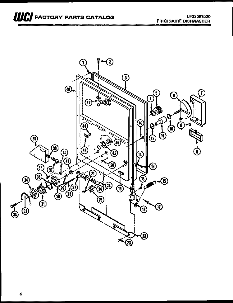 DOOR PARTS Diagram and Parts List for DW-5500CDL2  Frigidaire Dishwasher