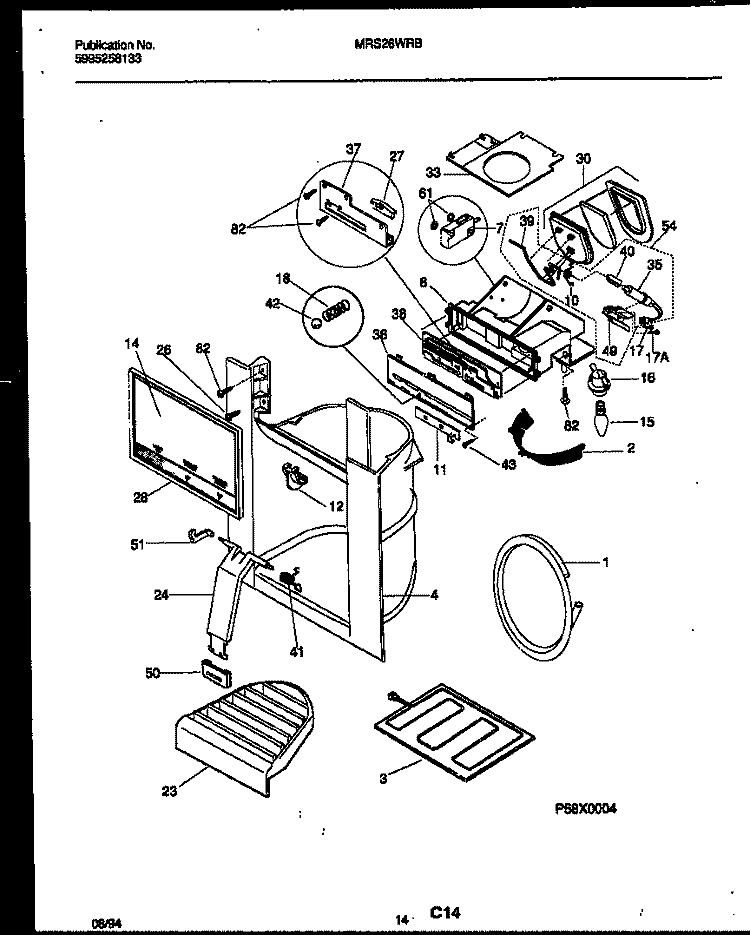ICE DOOR, DISPENSER AND WATER TANKS Diagram and Parts List for MRS26WRBD0  Frigidaire Refrigerator