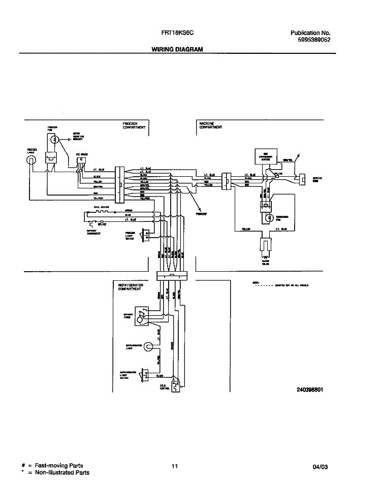WIRING DIAGRAM Diagram and Parts List for FRT18KS6CW0  Frigidaire Refrigerator