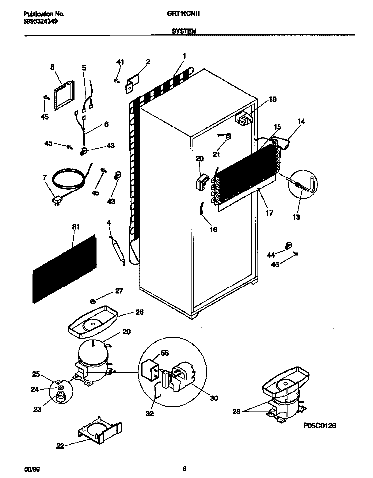 SYSTEM Diagram and Parts List for GRT16CNHW0  Gibson Refrigerator