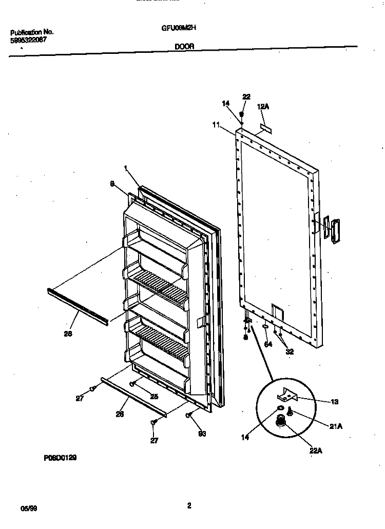 DOOR Diagram and Parts List for GFU09M2HW2  Gibson Freezer